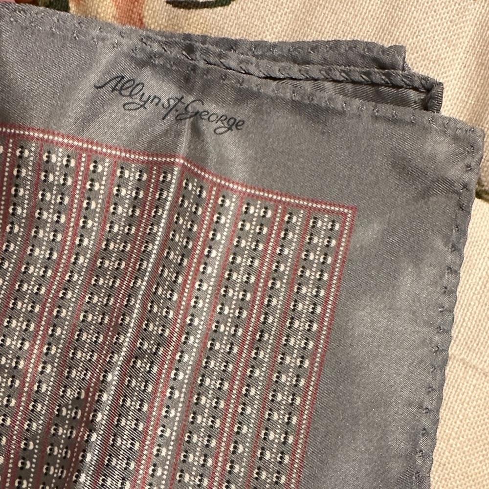 Gray and Red Pocket Square